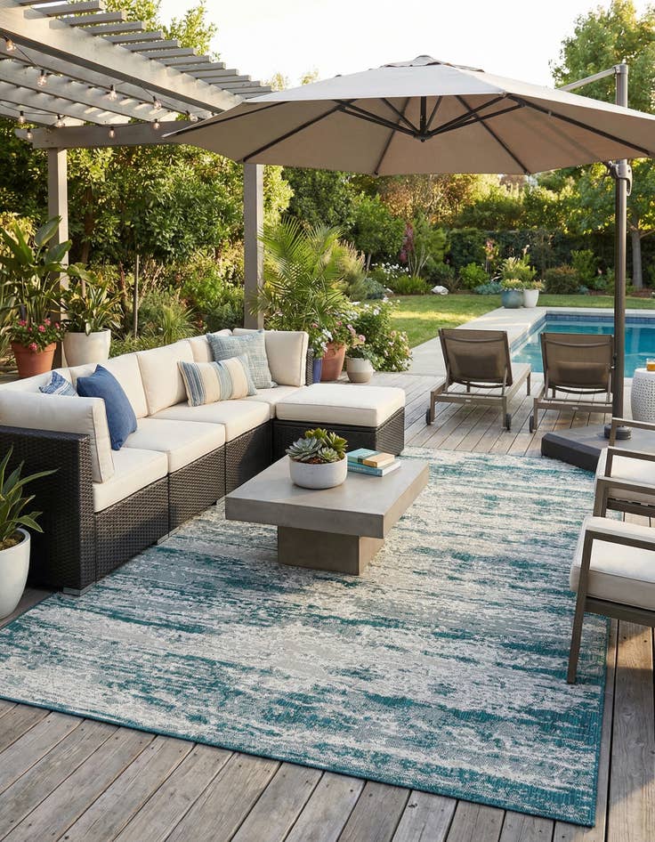 Detail image of 9' x 12'  Washable Modern Indoor / Outdoor Rug