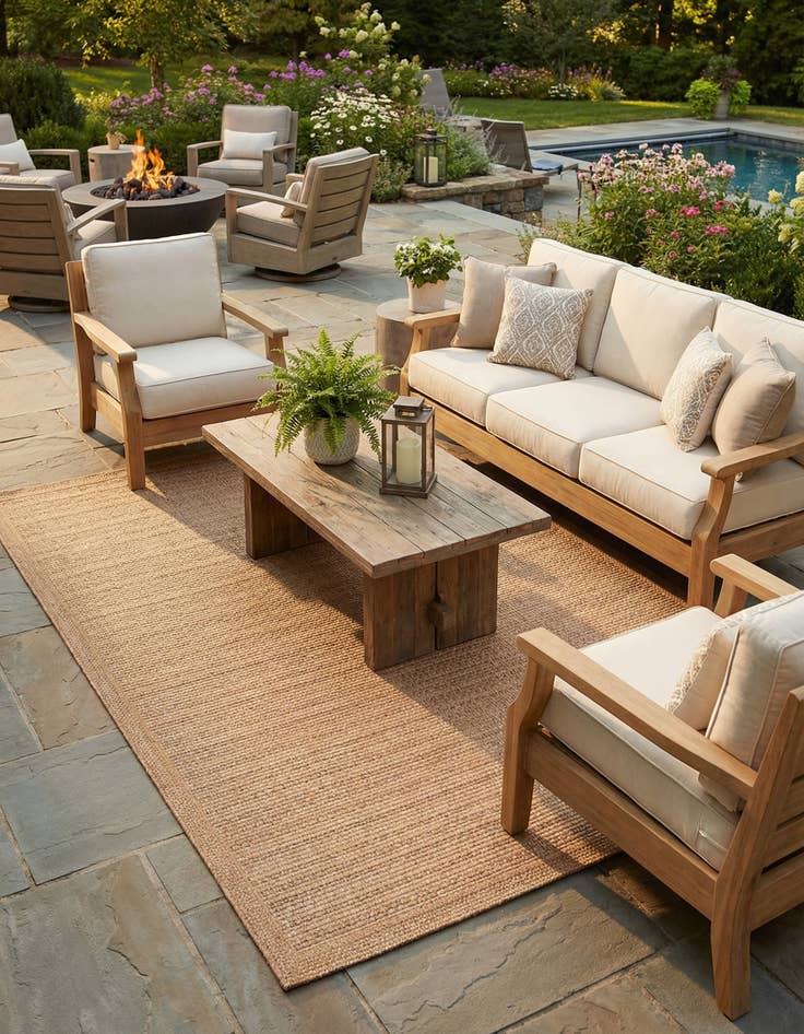 Detail image of  7' x 10'  Washable Border Indoor / Outdoor Rug