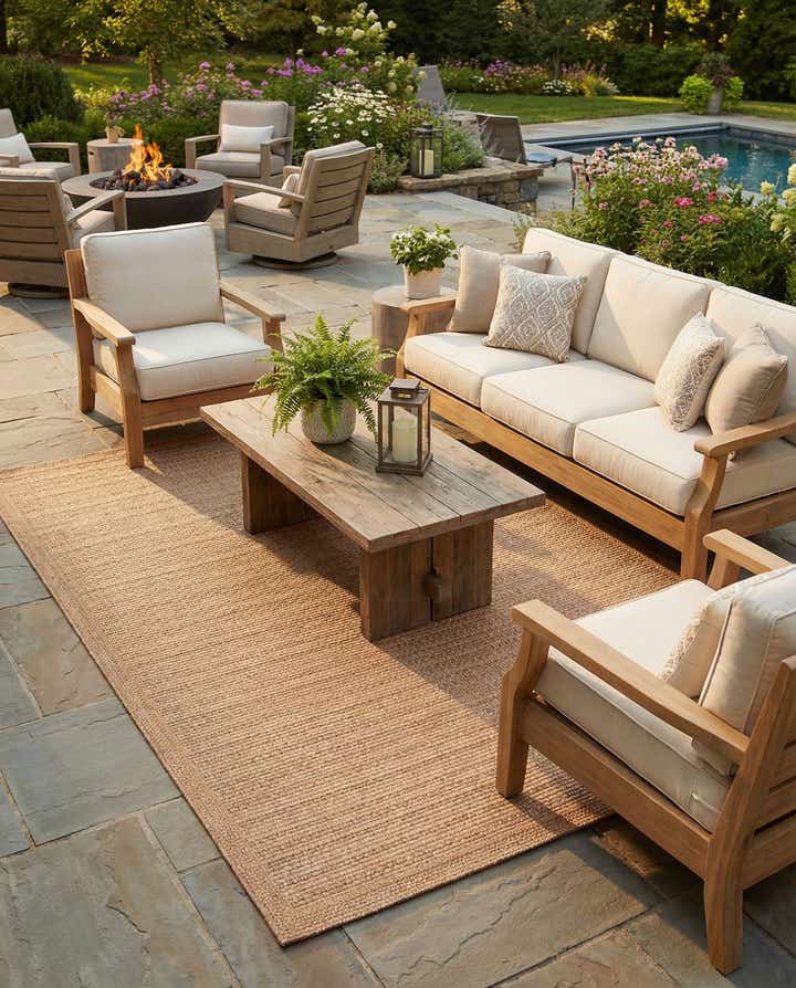 7' x 10' Easy-Clean Border Indoor / Outdoor Rug