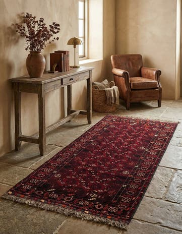 3' 5 x 6' 5 Hand Knotted Afghan Akhche Oriental Wool Rug
