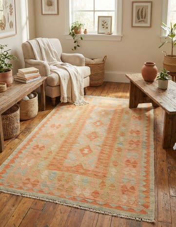 3' 2 x 5' Hand Woven Kilim Waziri Wool Rug