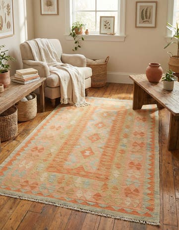 3' 2 x 5' Hand Woven Kilim Waziri Wool Rug