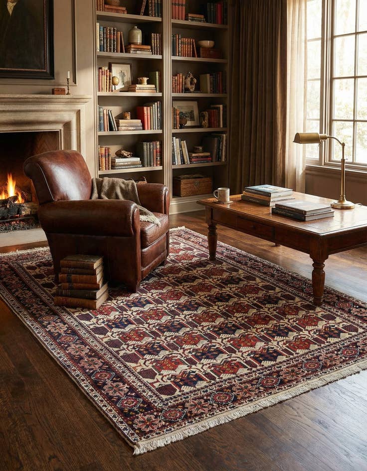 Detail image of 4' 11 x 6' 5  Hand Knotted Shahrebabek Wool Rug