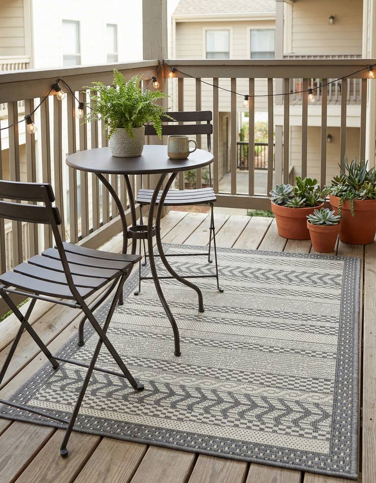 Detail image of 2' 2 x 3'  Washable Border Indoor / Outdoor Rug
