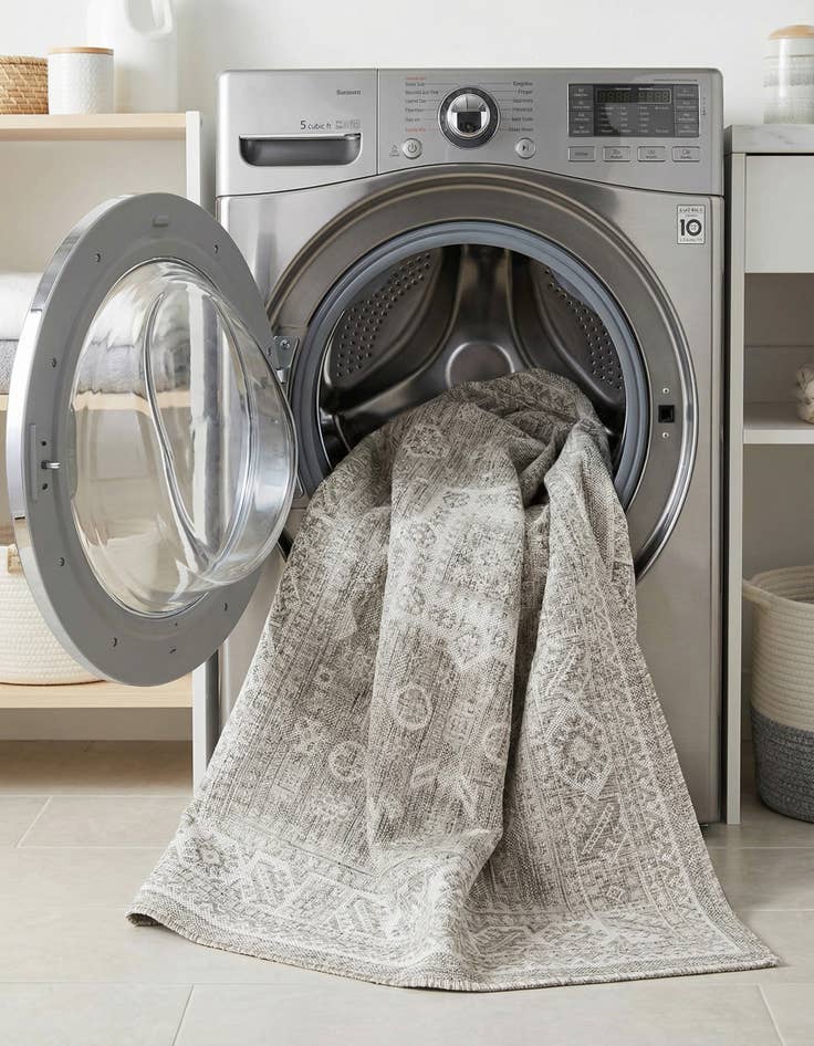 Detail image of 6' x 6'  Washable Aztec Indoor / Outdoor Square Rug