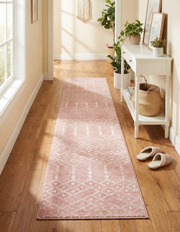 Rose Pink Paxon Trellis Runner Rug