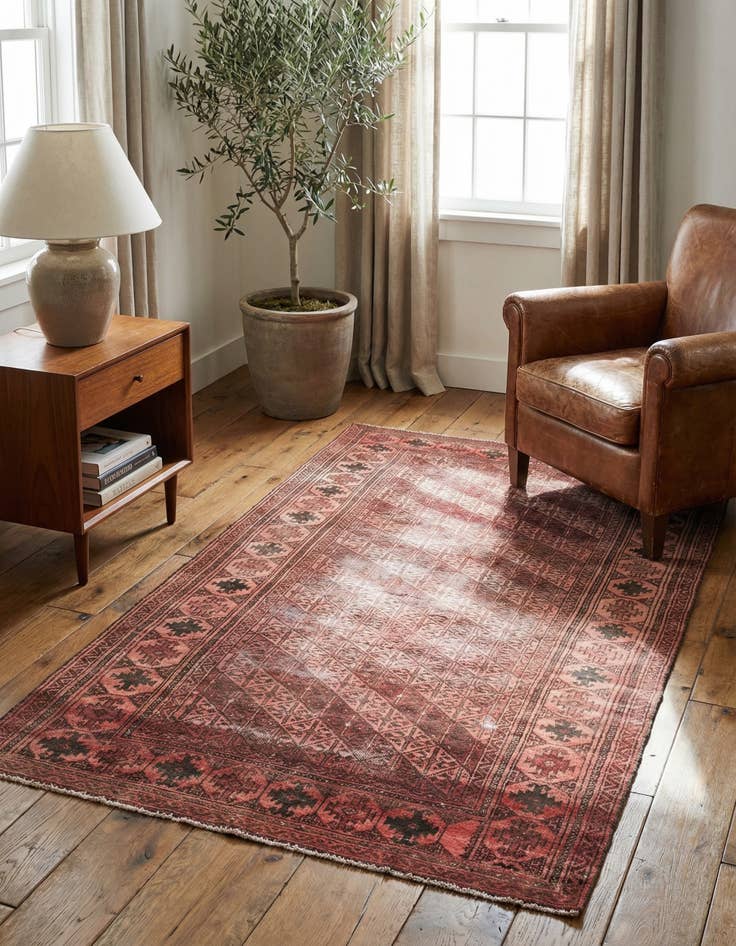 Detail image of 3' 8 x 7' 2  Hand Knotted Ultra Vintage Persian Wool Rug