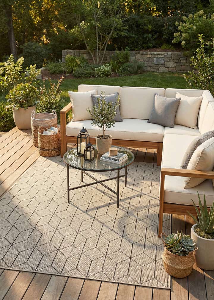 7' 10 x 10' Easy-Clean Trellis Indoor / Outdoor Rug