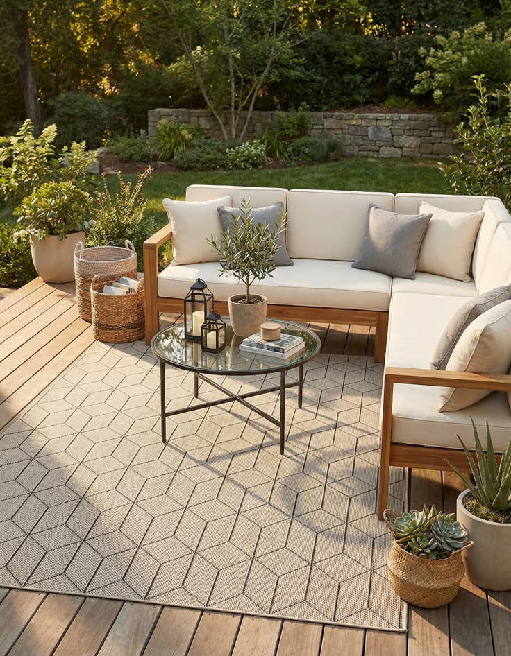 Detail image of 7' 10 x 10' Easy-Clean Trellis Indoor / Outdoor Rug