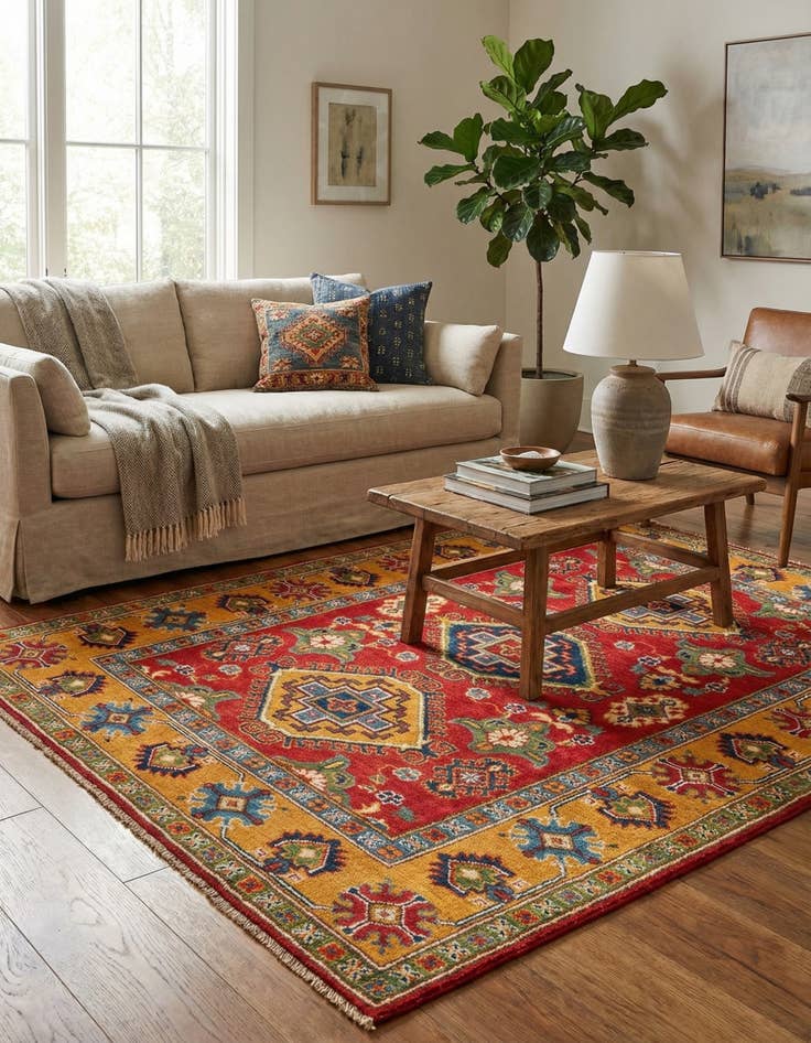 Detail image of  4' x 6'  Hand Knotted Kazak Rug