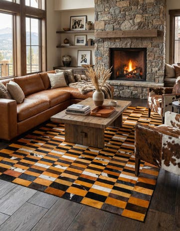 5' 1 x 8' Cowhide - Patchwork Rug