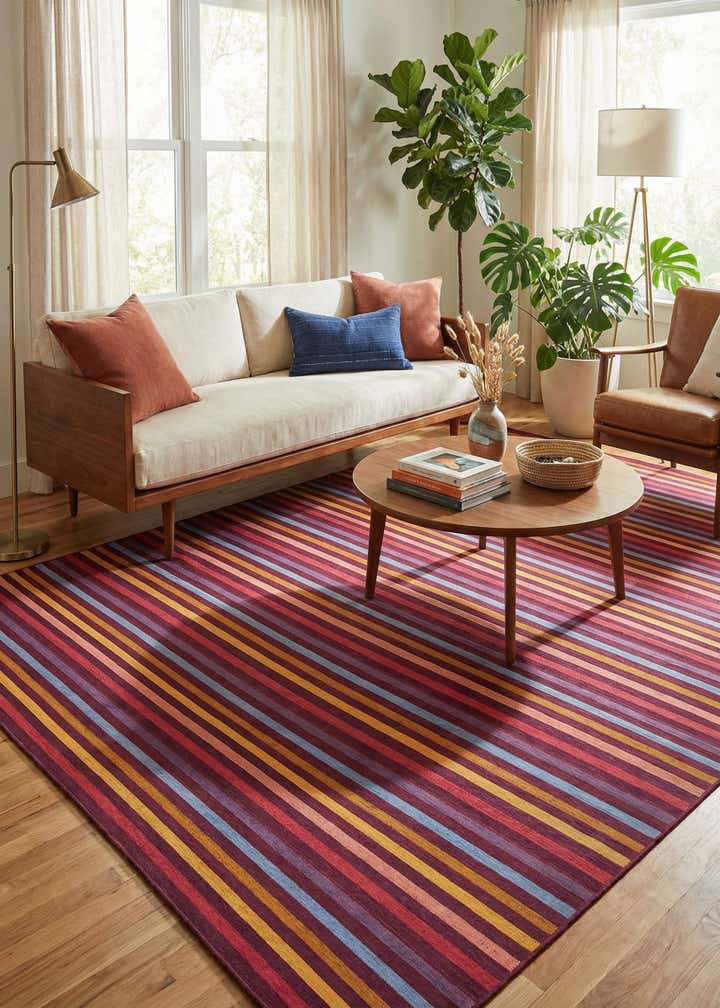 10' x 13' Easy-Clean Striped Indoor / Outdoor Rug