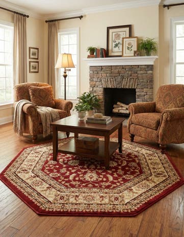 Red Aditi Octagon Rug