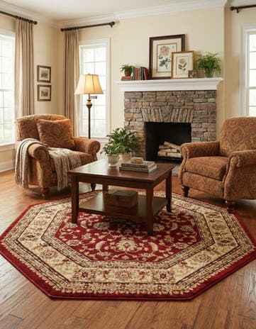 Red Aditi Octagon Rug