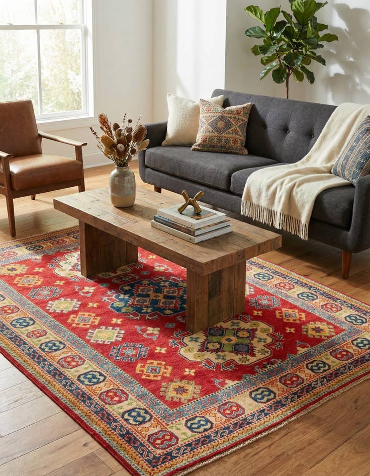 Detail image of 5' 2 x 7'  Hand Knotted Kazak Rug