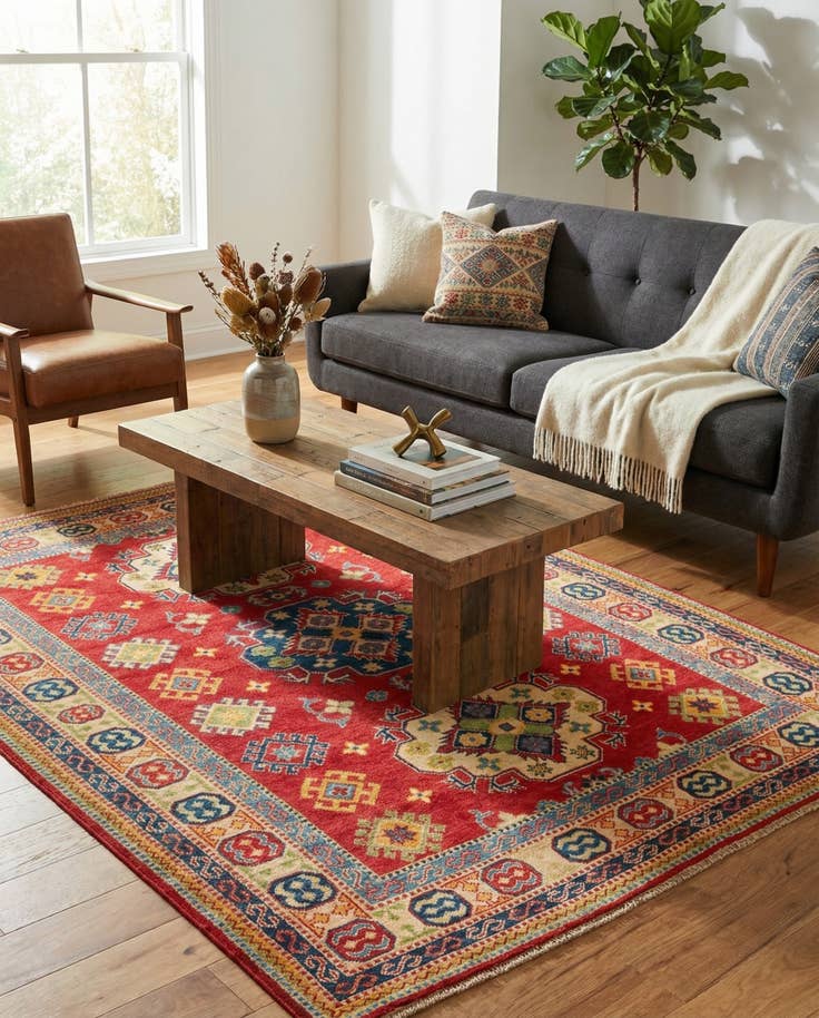 Detail image of 5' 2 x 7' Hand Knotted Kazak Rug