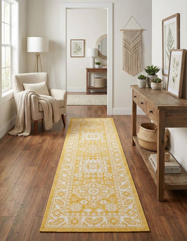 Detail image of 2' x 8'  Washable Aztec Indoor / Outdoor Runner Rug