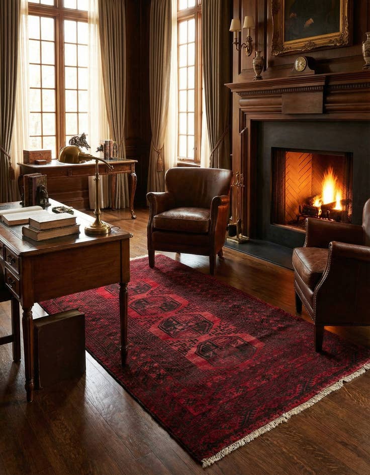 Detail image of  3' 6 x 6' 8  Hand Knotted Afghan Akhche Oriental Wool Rug