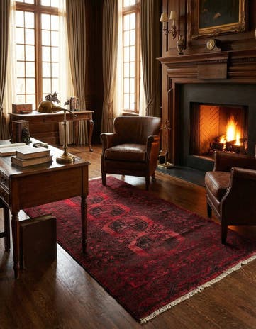 3' 6 x 6' 8 Hand Knotted Afghan Akhche Oriental Wool Rug