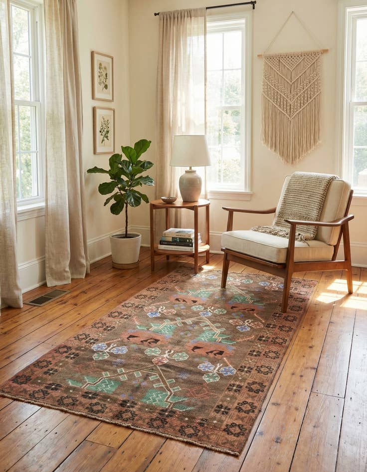 Detail image of 3' 6 x 6' 6  Hand Knotted Ultra Vintage Persian Wool Rug