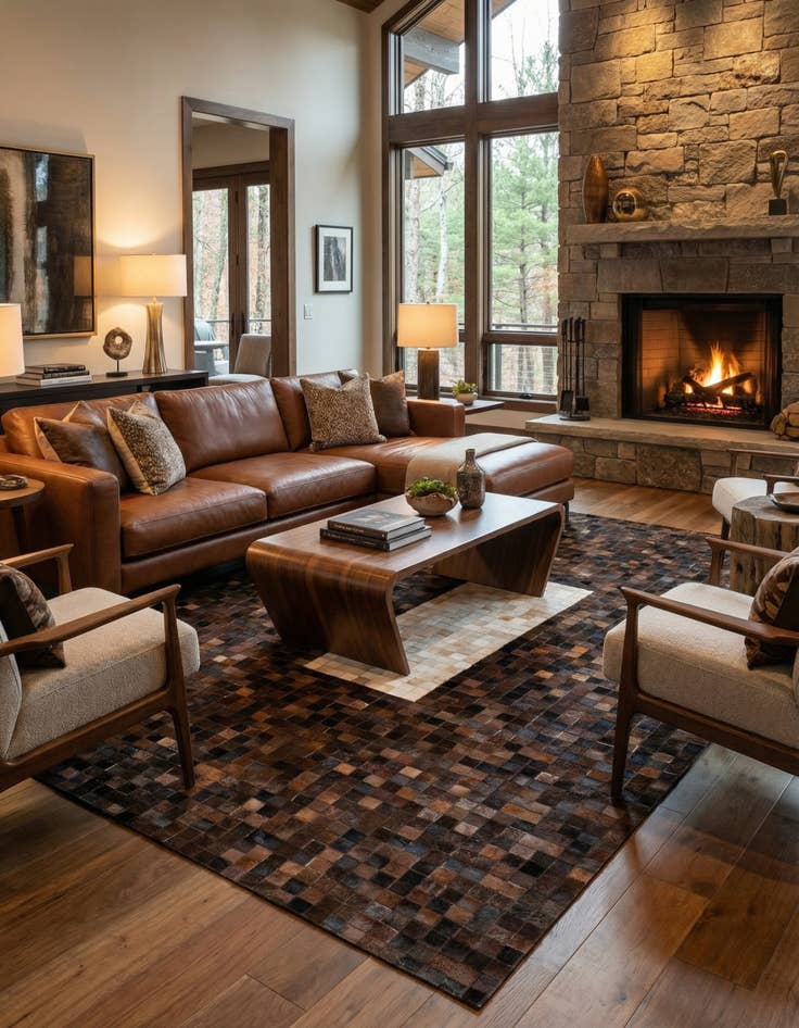 Detail image of 5' x 7' 11 Cowhide Stocks Rug