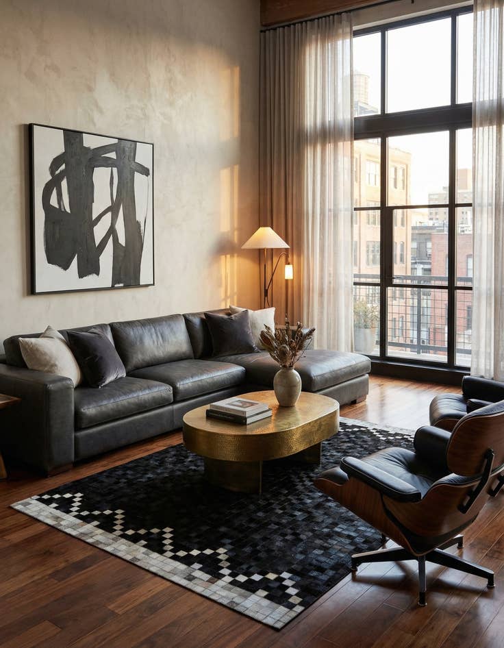 Detail image of  5' 2 x 7' 11 Cowhide - Patchwork Rug