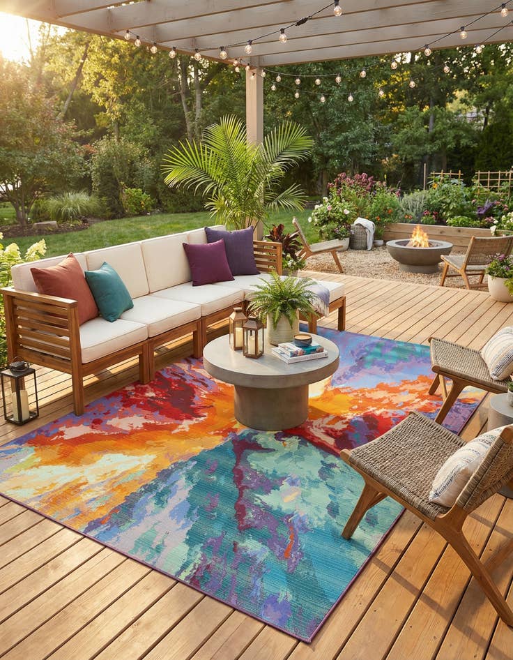 Detail image of 7' x 10' Easy-Clean Modern Indoor / Outdoor Rug