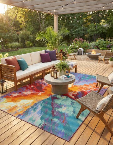7' x 10' Easy-Clean Modern Indoor / Outdoor Rug