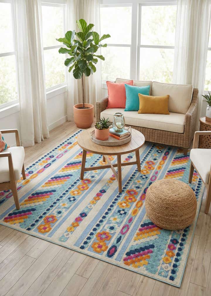 7' 10 x 7' 10 Easy-Clean Aruba Indoor / Outdoor Square Rug