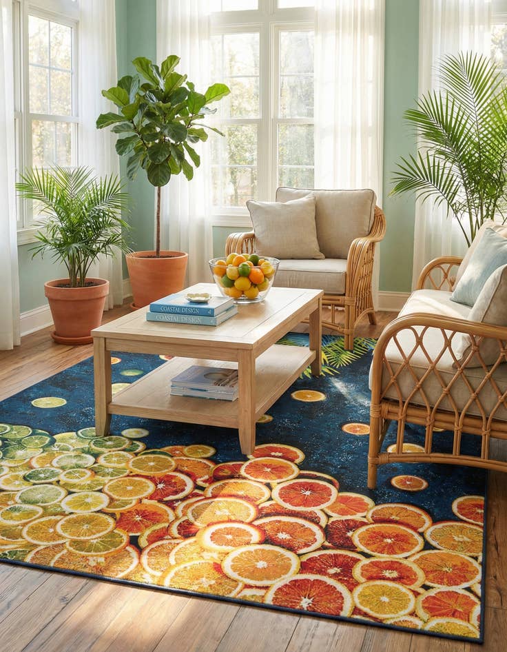 Detail image of  9' x 12'  Washable Coastal Indoor / Outdoor Rug