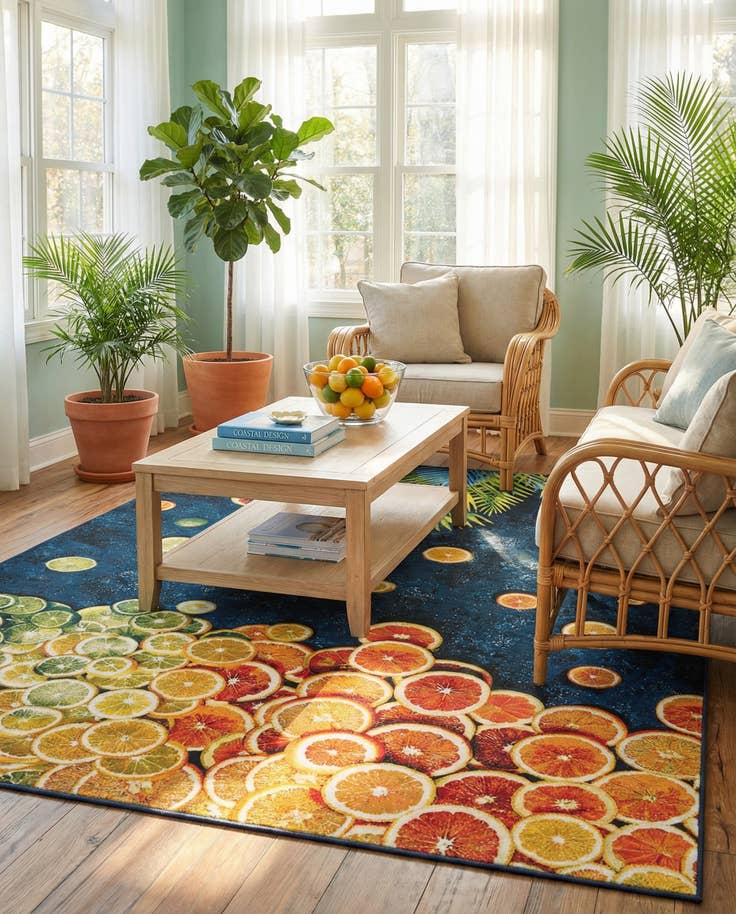 Detail image of 9' x 12' Easy-Clean Coastal Indoor / Outdoor Rug