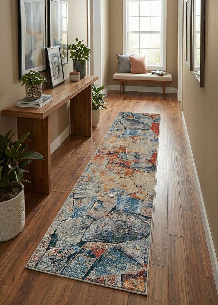 2' 7 x 12' Easy-Clean Modern Indoor / Outdoor Runner Rug