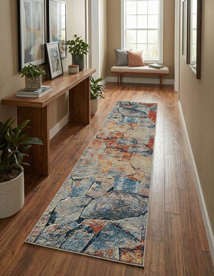 Detail image of 2' 7 x 12' Easy-Clean Modern Indoor / Outdoor Runner Rug