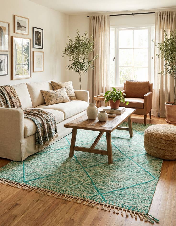 Detail image of 5' x 8'  Hand Knotted Moroccan Wool Rug