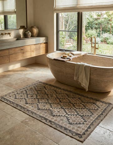 4' x 5' 10 Hand Woven Kilim Maymana Wool Rug