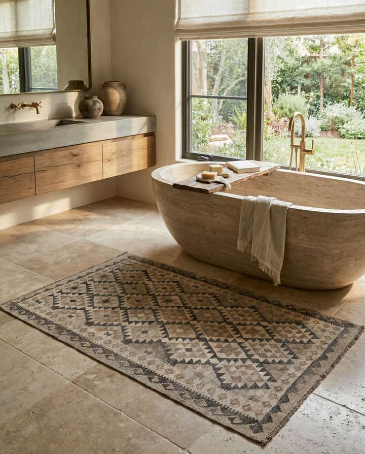 4' x 5' 10 Hand Woven Kilim Maymana Wool Rug