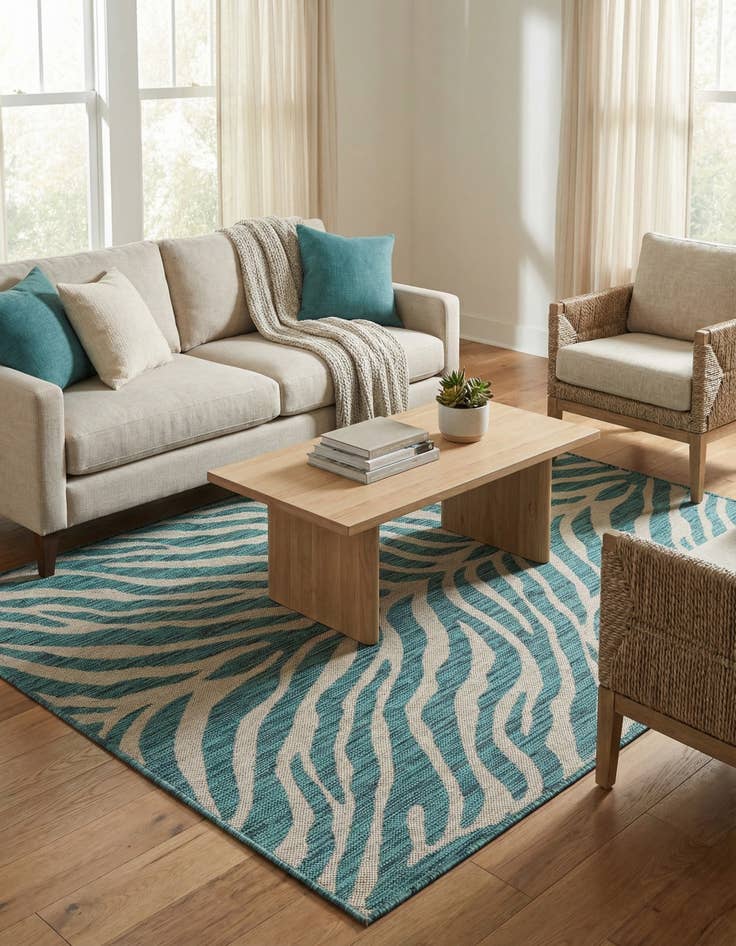 Detail image of 4' x 6'  Washable Safari Indoor / Outdoor Rug