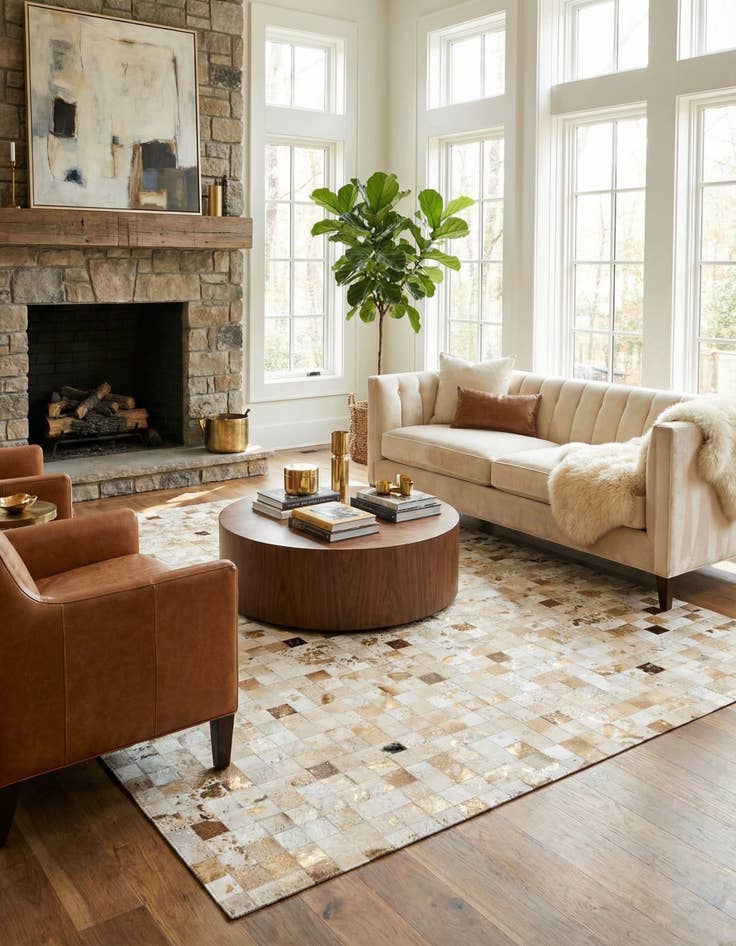 Detail image of 8' x 9' 9 Cowhide Stocks Rug