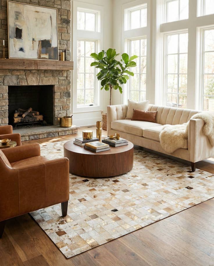 Detail image of 8' x 9' 9 Cowhide Stocks Rug