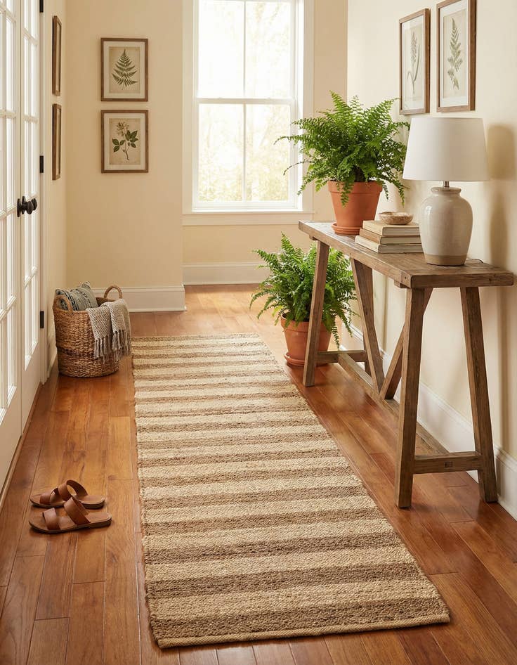 Detail image of 2' 7 x 12'  Hand Braided Jute Runner Rug