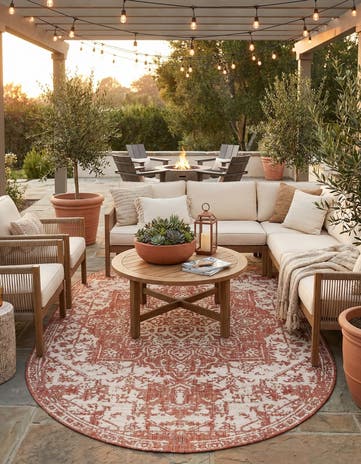 Rust Red Easy-Clean Jill Zarin Dubai Indoor / Outdoor Oval Rug