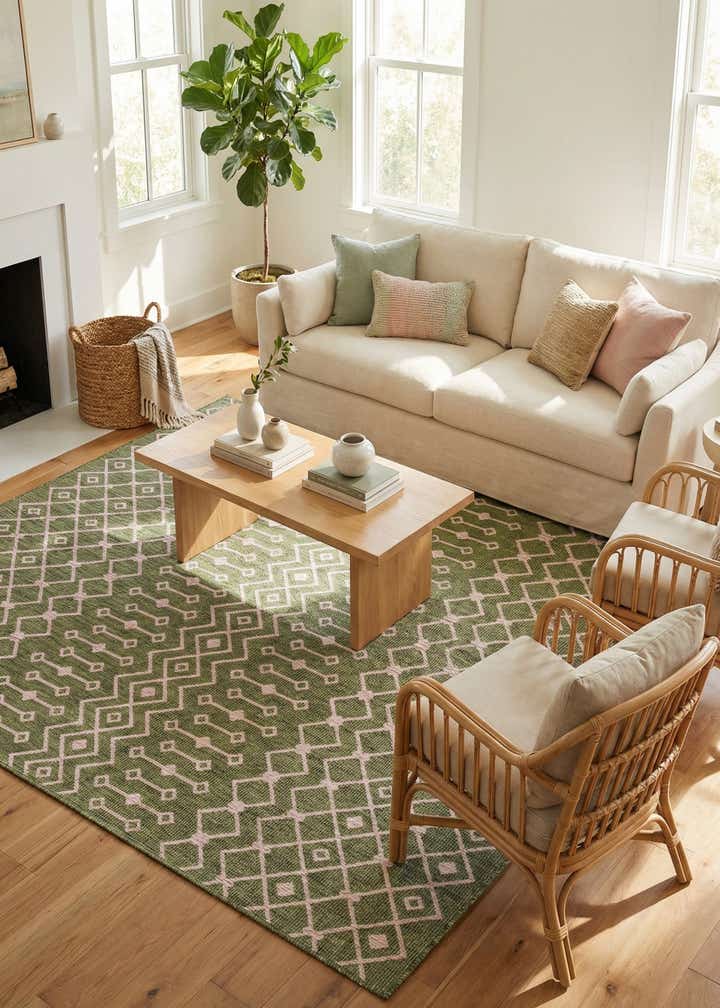 9' x 12' Easy-Clean Trellis Indoor / Outdoor Rug