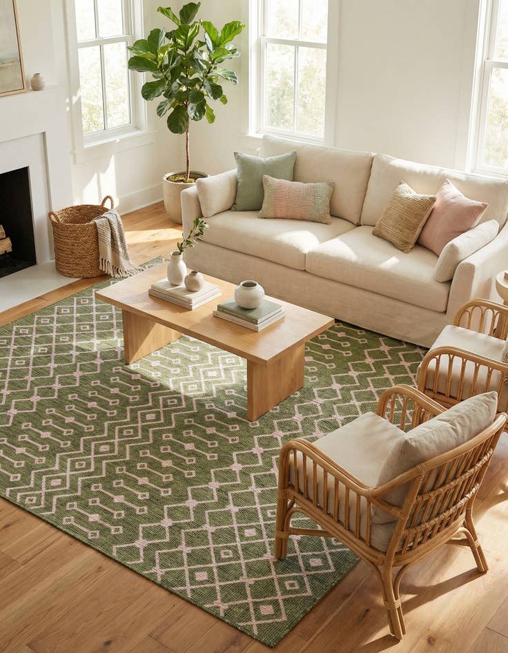 Detail image of 9' x 12' Easy-Clean Trellis Indoor / Outdoor Rug