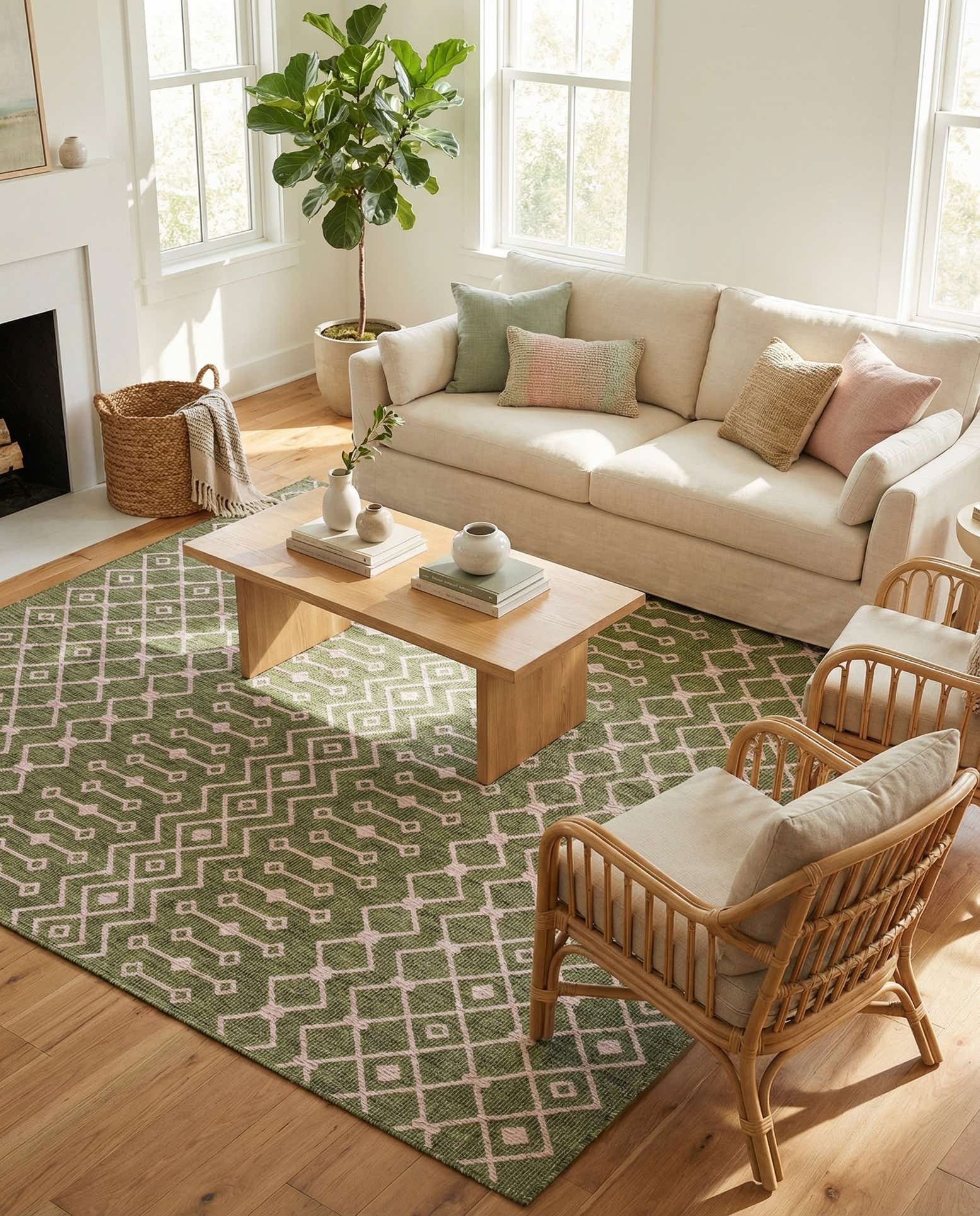 9' x 12' Easy-Clean Trellis Indoor / Outdoor Rug