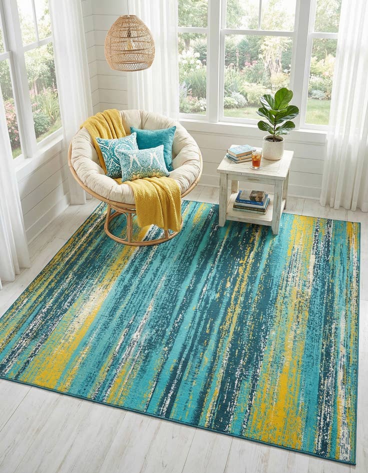 Detail image of 10' x 10'  Washable Coastal Indoor / Outdoor Square Rug