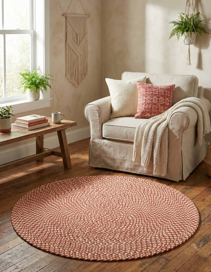 Detail image of  3' 1 x 3' 1  Hand Tweed Braided Jute Round Rug