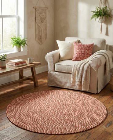  3' 1 x 3' 1  Hand Tweed Braided Jute Round Rug