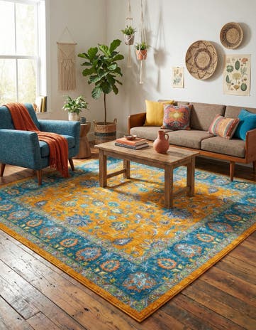 Sunshine Yellow Medina Square Rug