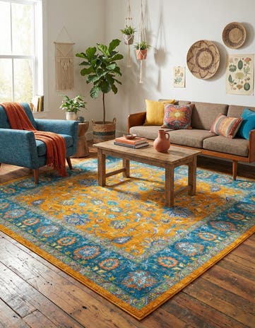 Sunshine Yellow Medina Square Rug