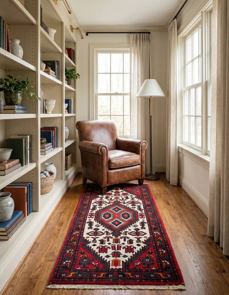 Detail image of 2' 3 x 4' 4  Hand Knotted Heriz Wool Runner Rug